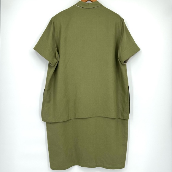 VTG TOM & LINDA PLATT Linen/Silk Layered Tapered Button Front Dress - Picture 2 of 14